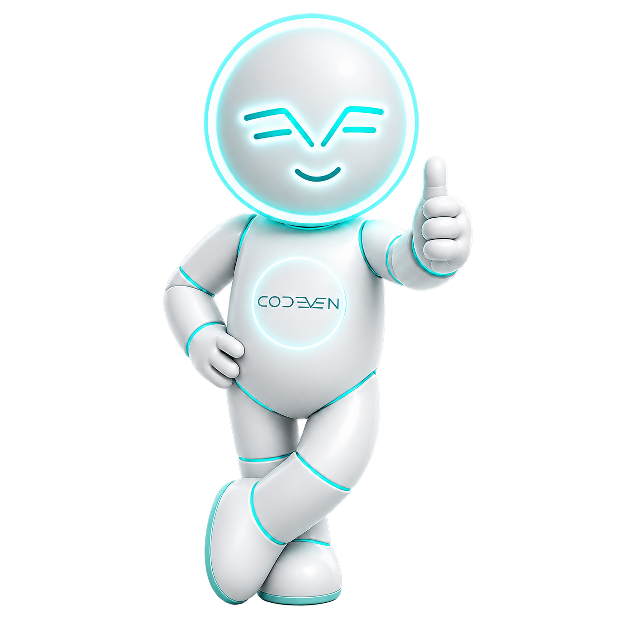 Beyaz gövdeli, turkuaz ışıklı Codeven pet
